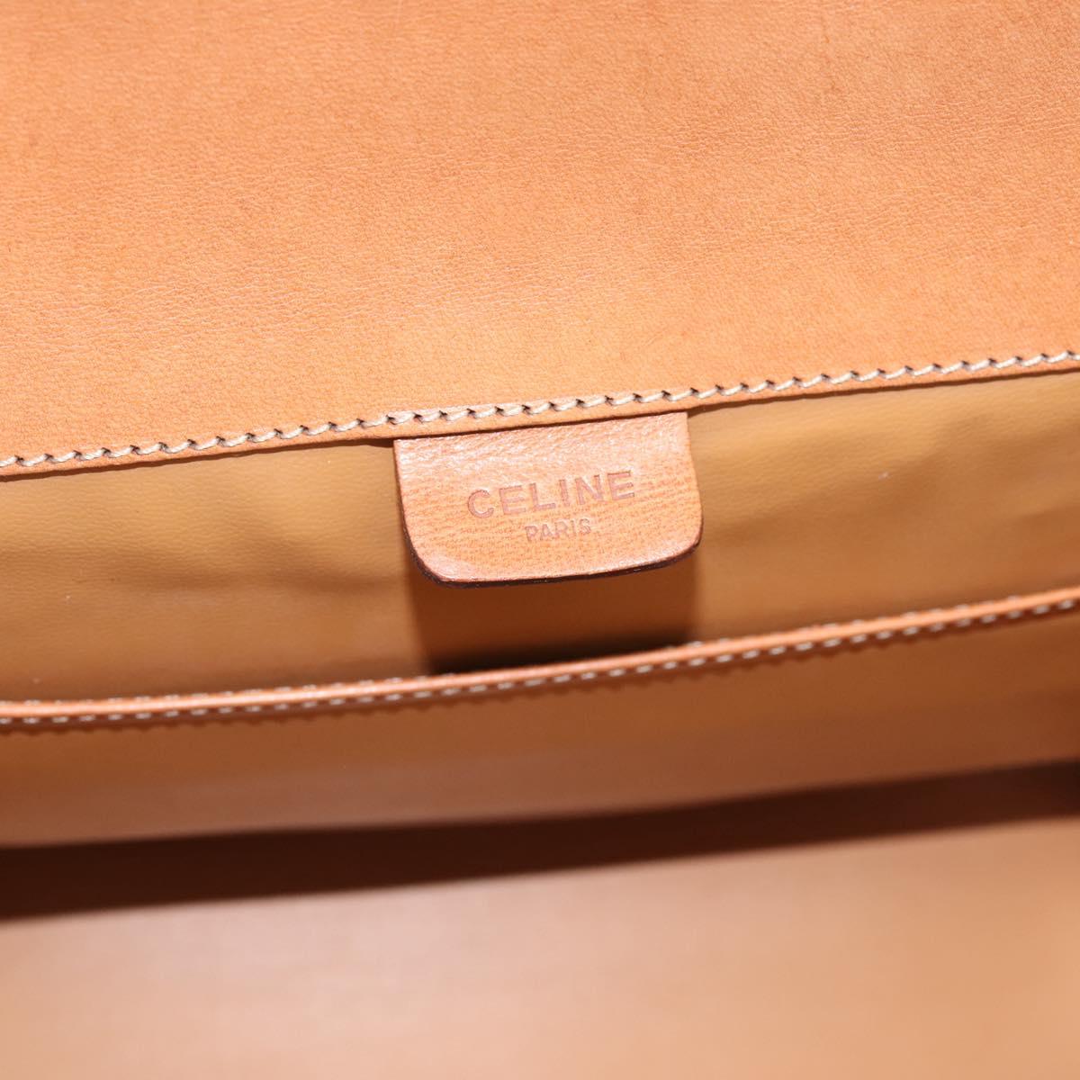 CELINE Macadam Canvas Shoulder Bag PVC Beige Gold Auth 197680V