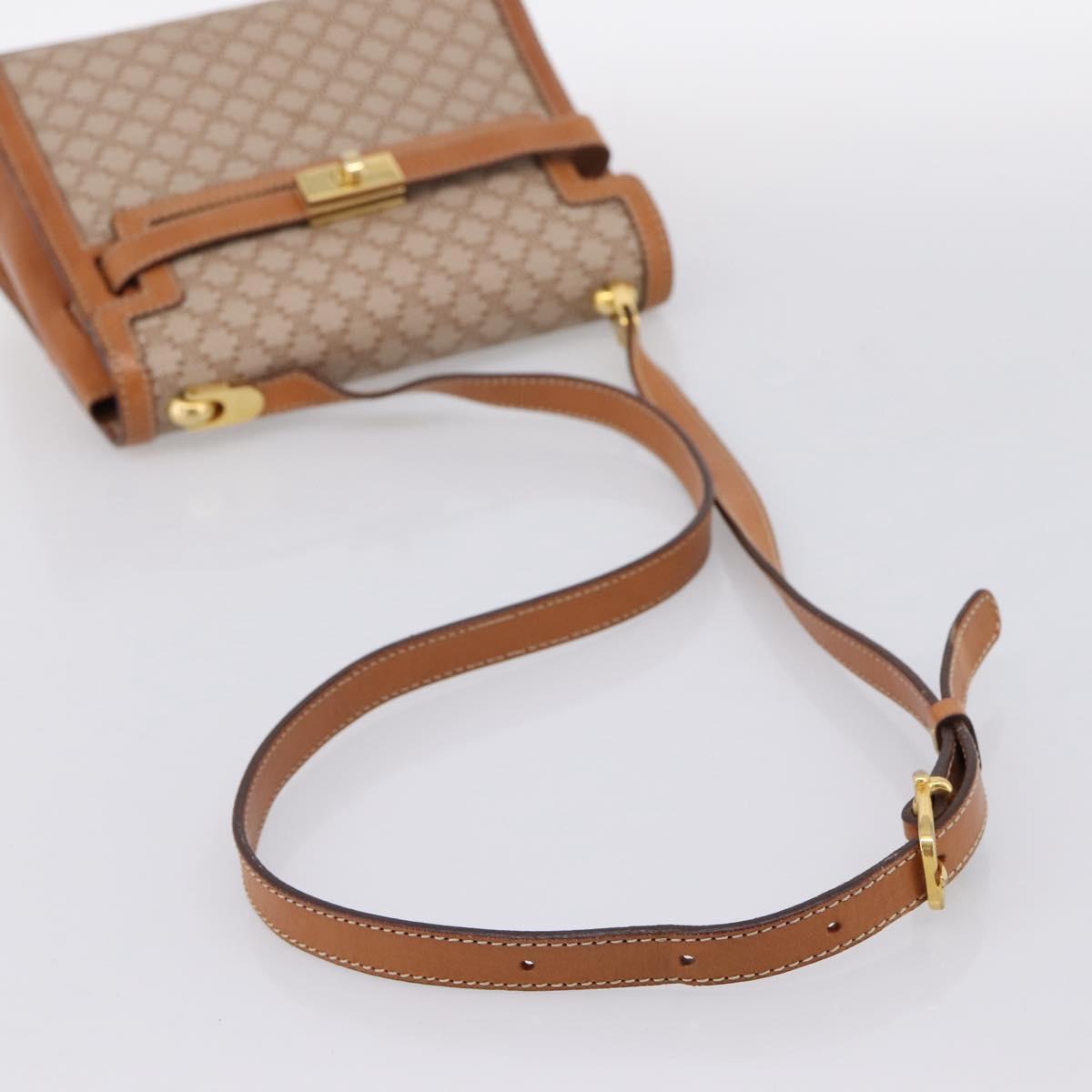 CELINE Macadam Canvas Shoulder Bag PVC Beige Gold Auth 197680V