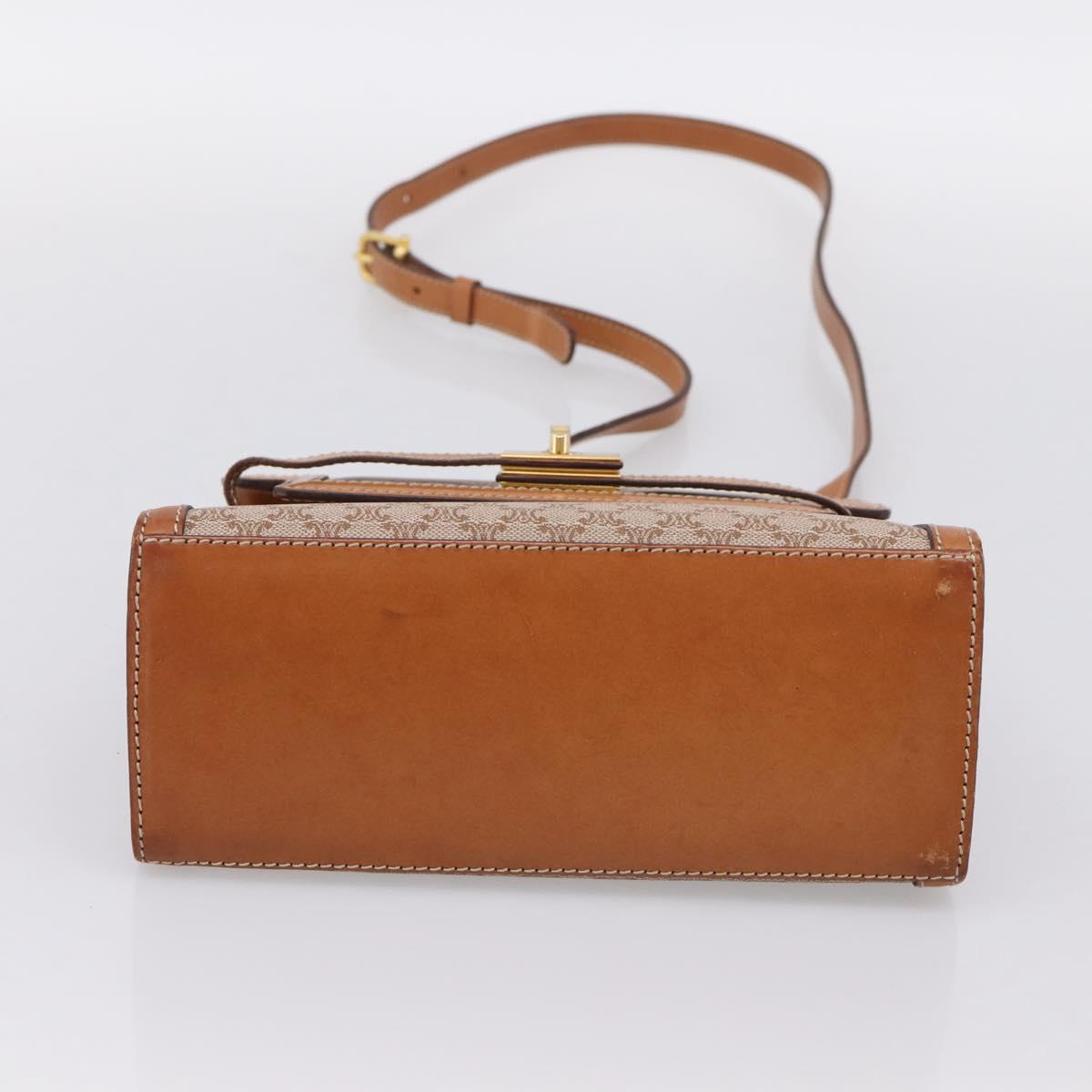 CELINE Macadam Canvas Shoulder Bag PVC Beige Gold Auth 197680V