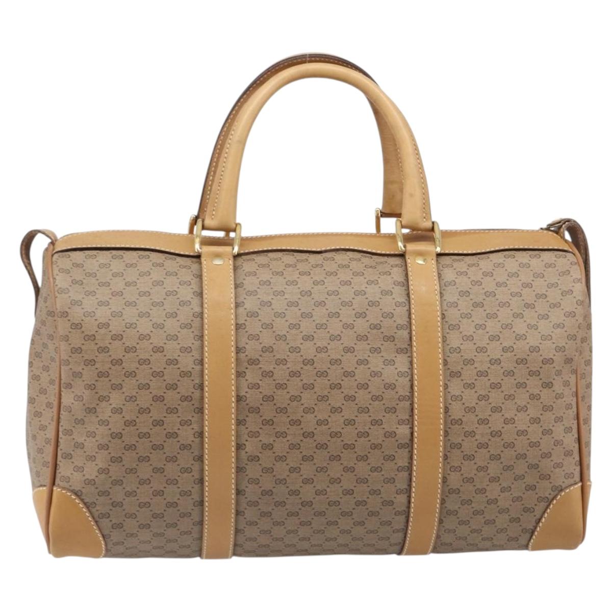 GUCCI Micro GG Supreme Boston Bag PVC Beige Gold 58 012 468 40 Auth 197681A