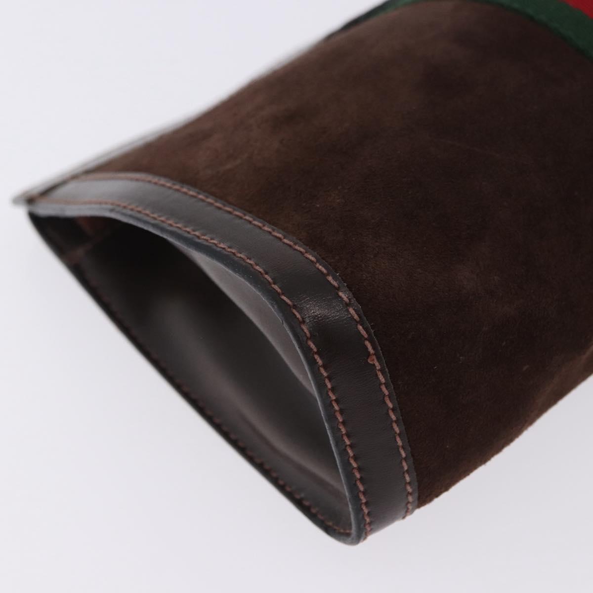 GUCCI Web Sherry Line Clutch Bag Suede Brown 67 014 2126 Auth 197682