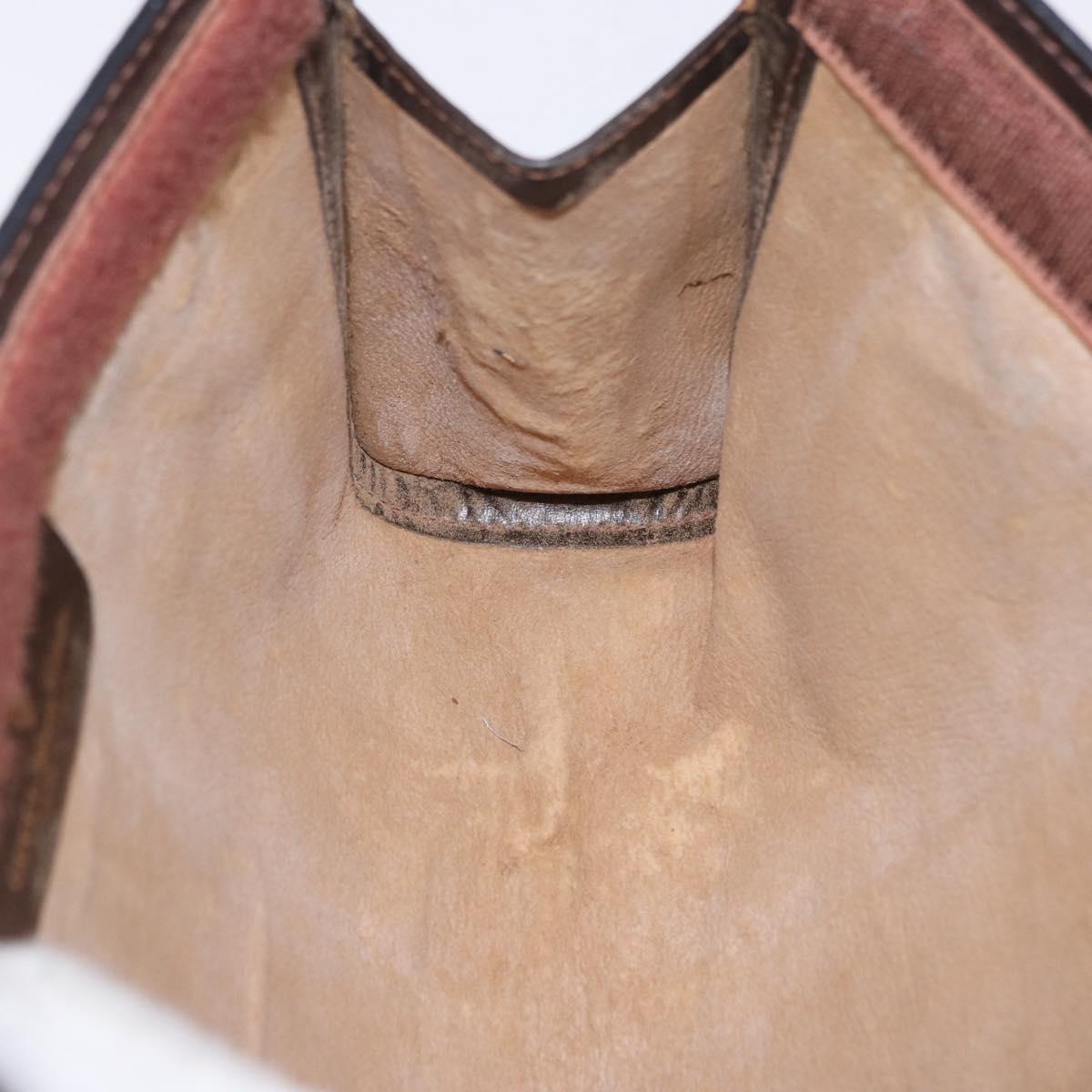 GUCCI Web Sherry Line Clutch Bag Suede Brown 67 014 2126 Auth 197682
