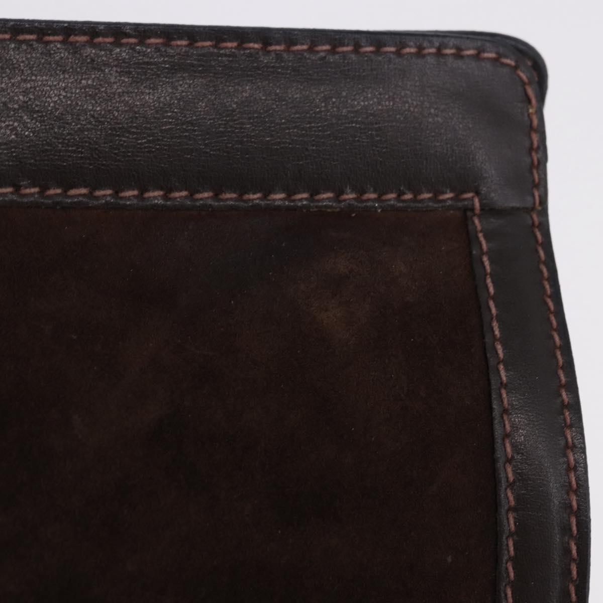 GUCCI Web Sherry Line Clutch Bag Suede Brown 67 014 2126 Auth 197682