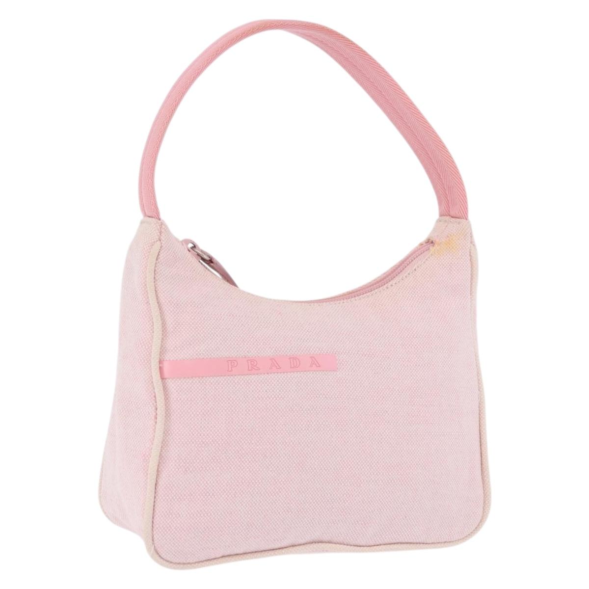 PRADA Prada Sport Hand Pouch Canvas Pink Auth 197685