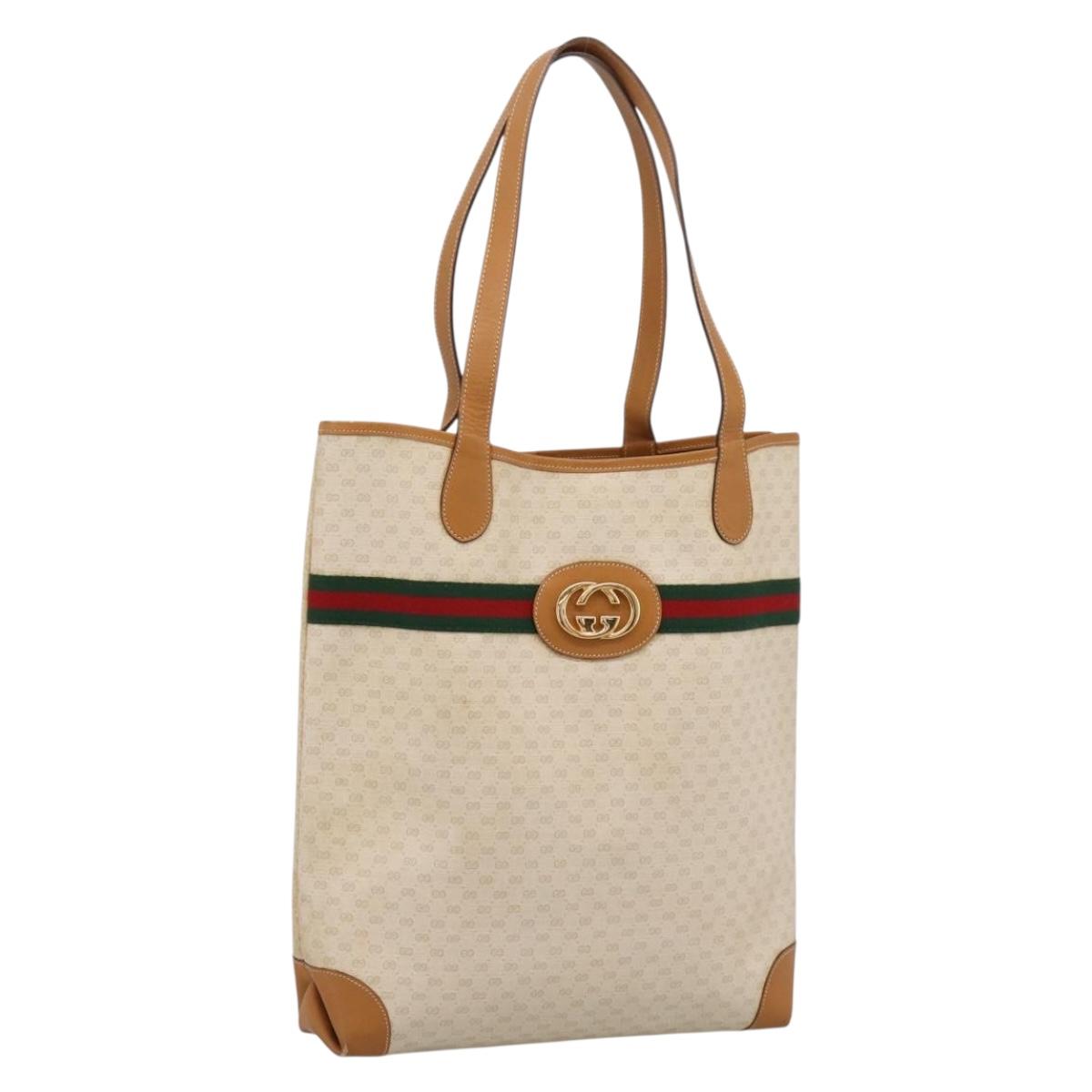 GUCCI Micro GG Supreme Web Sherry Line Bag PVC White 002 123 0131 Auth 197690