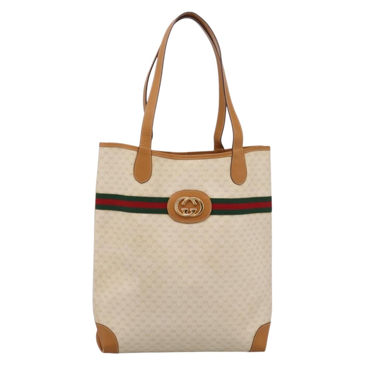 GUCCI Micro GG Supreme Web Sherry Line Bag PVC White 002 123 0131 Auth 197690