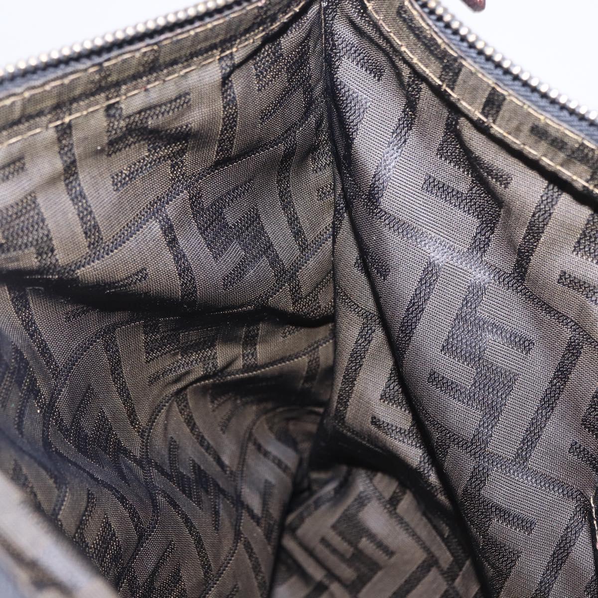 FENDI Zucca Canvas Pouch Black Brown Auth 197691