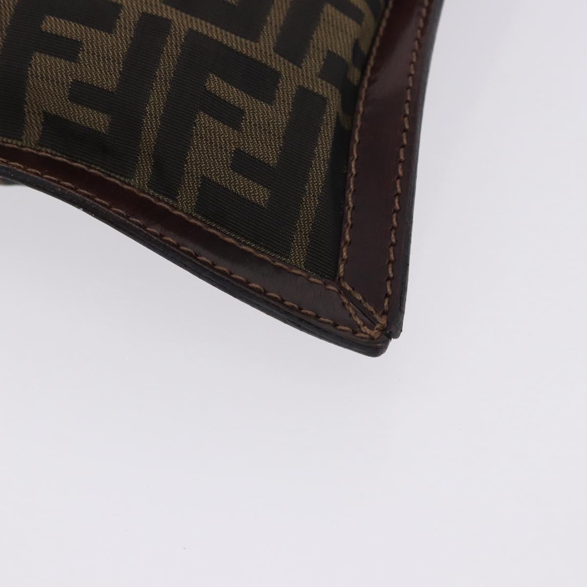 FENDI Zucca Canvas Pouch Black Brown Auth 197691