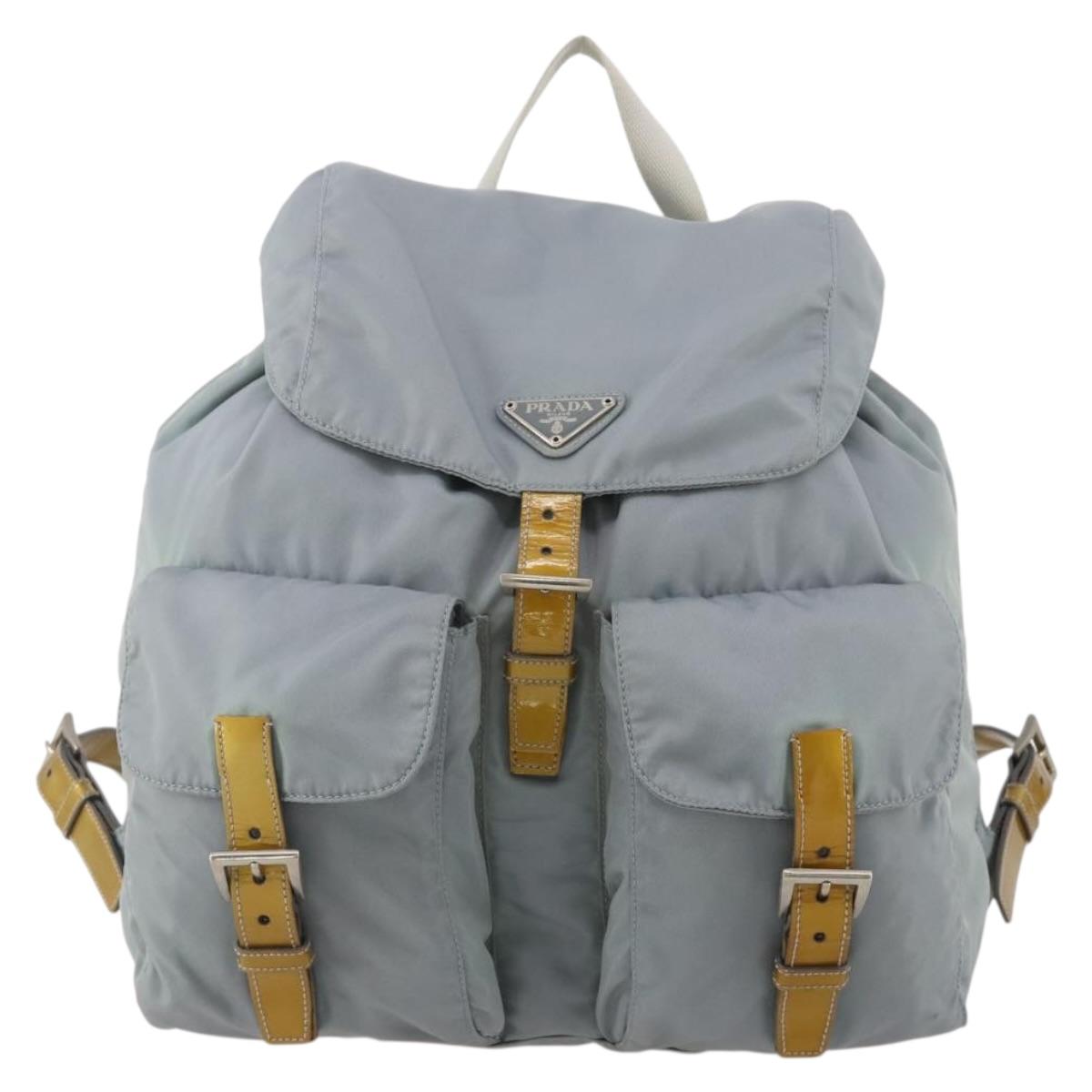 PRADA Backpack Nylon Gray Silver Auth 197693