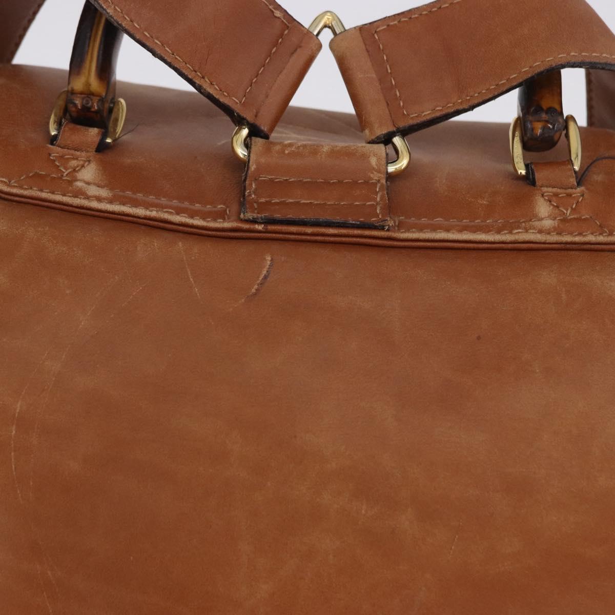GUCCI Bamboo Backpack Leather Brown Gold 003 2058 0016 Auth 197694