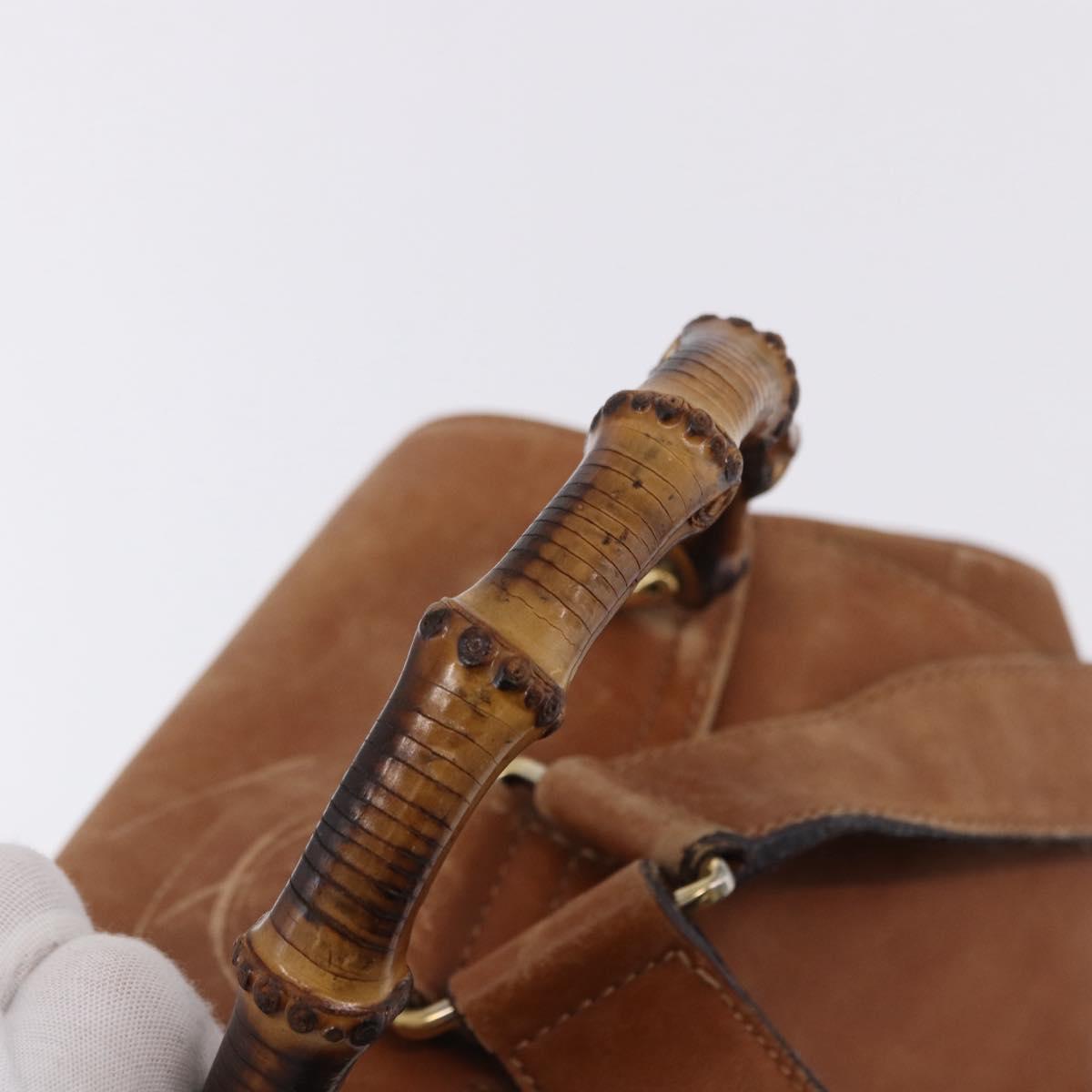 GUCCI Bamboo Backpack Leather Brown Gold 003 2058 0016 Auth 197694