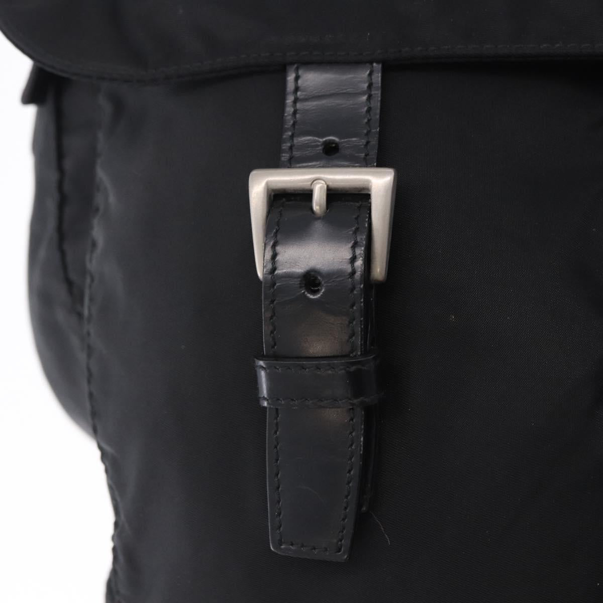 PRADA Shoulder Bag Nylon Black Silver Auth 197698A