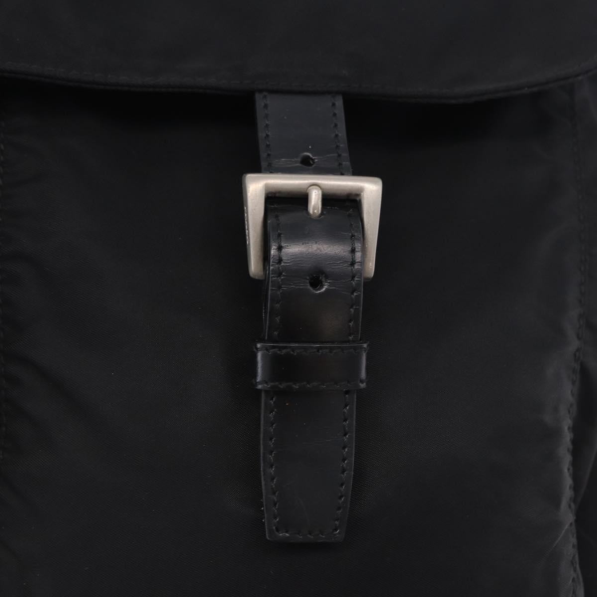 PRADA Shoulder Bag Nylon Black Silver Auth 197698A