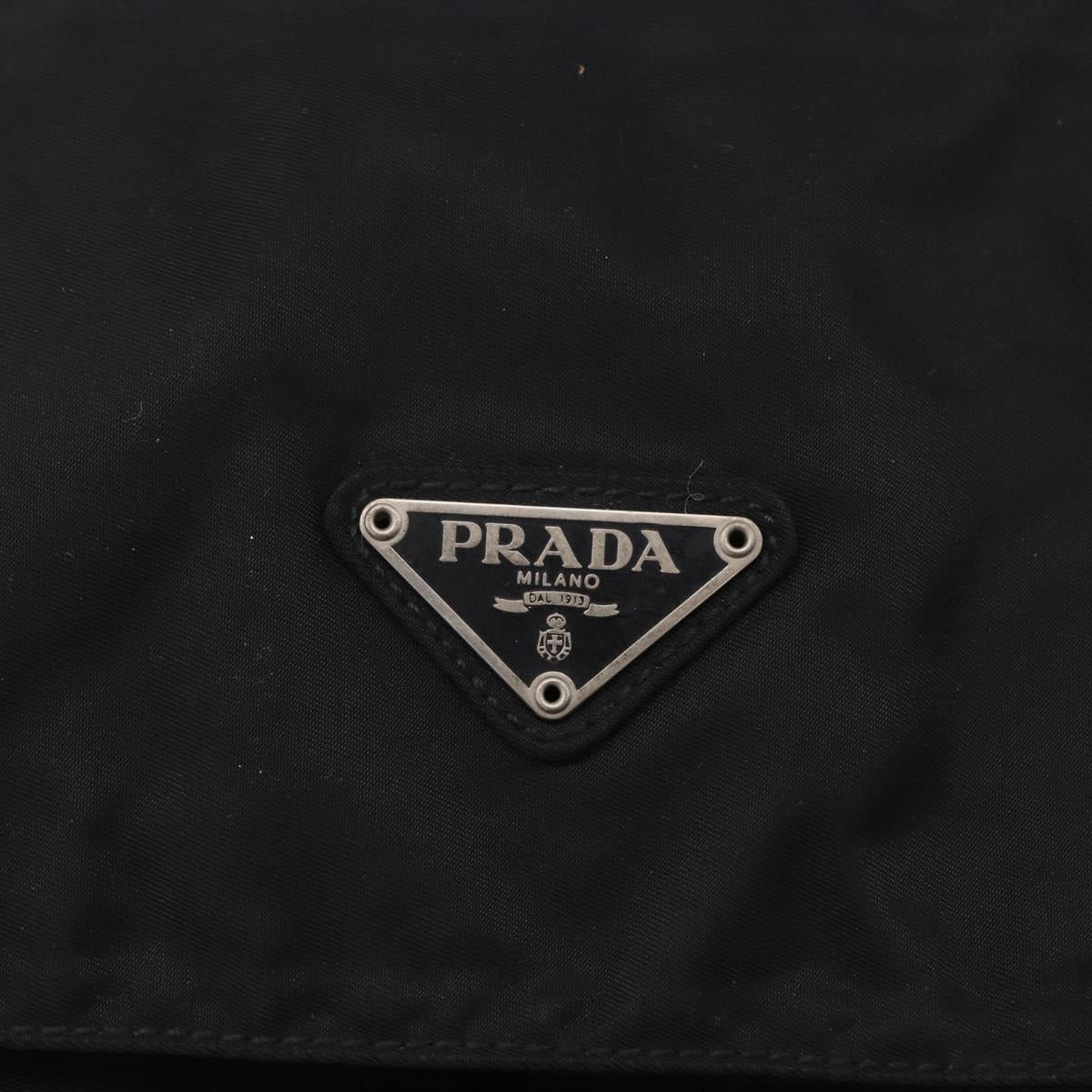 PRADA Shoulder Bag Nylon Black Silver Auth 197698A