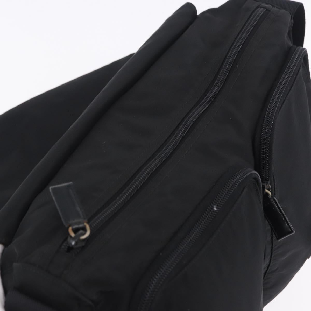 PRADA Shoulder Bag Nylon Black Silver Auth 197698A