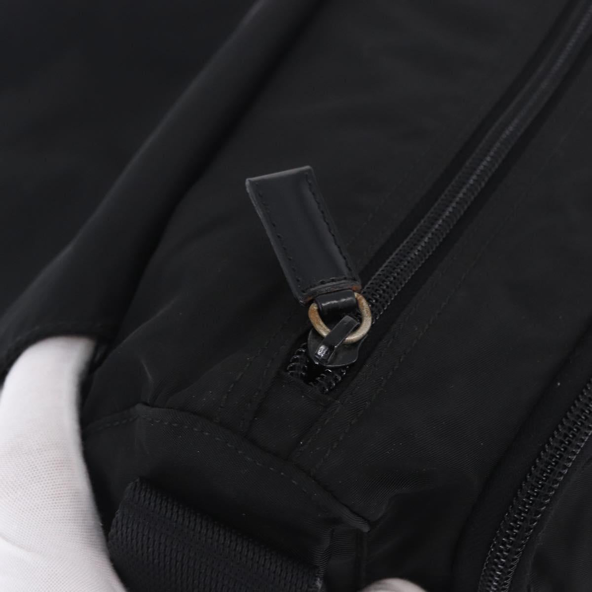 PRADA Shoulder Bag Nylon Black Silver Auth 197698A