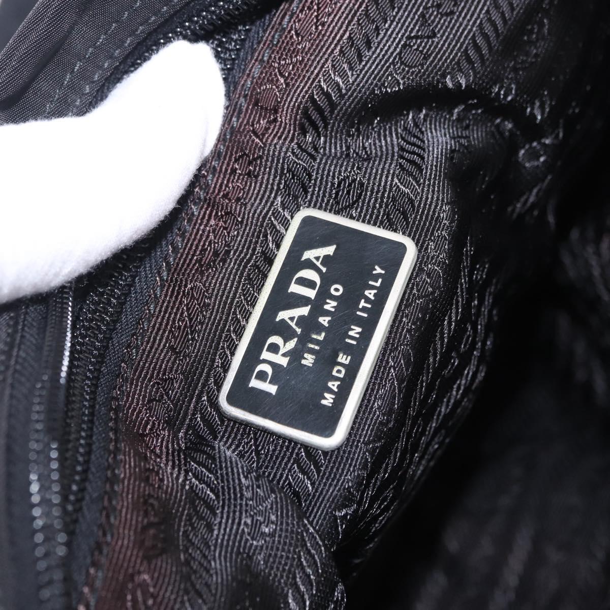 PRADA Shoulder Bag Nylon Black Silver Auth 197698A