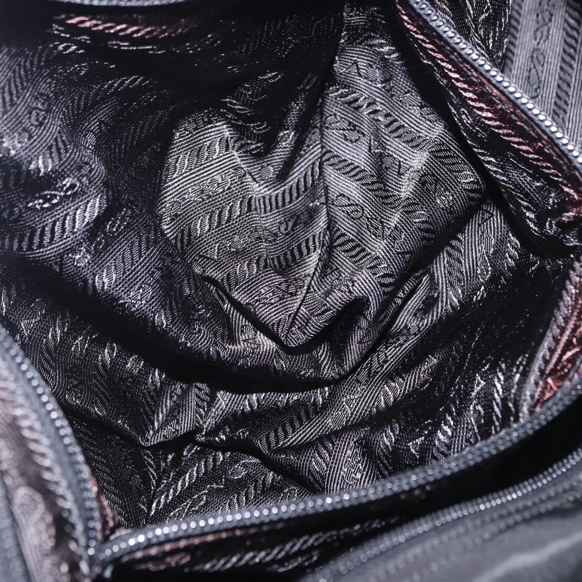 PRADA Shoulder Bag Nylon Black Silver Auth 197698A