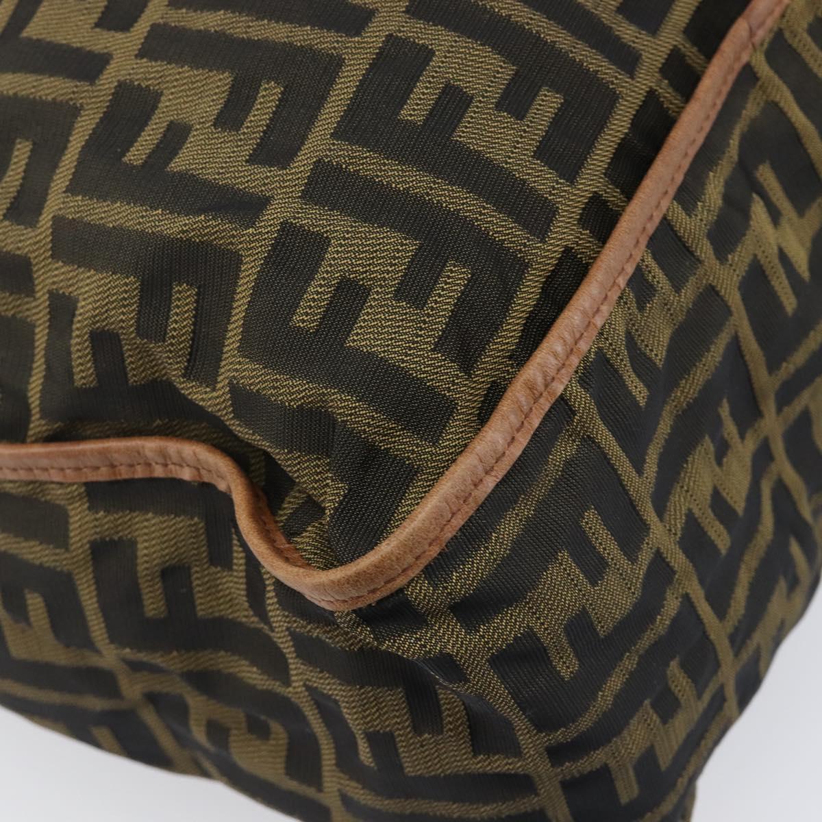 FENDI Zucca Canvas Shoulder Bag Brown Black Auth 197699