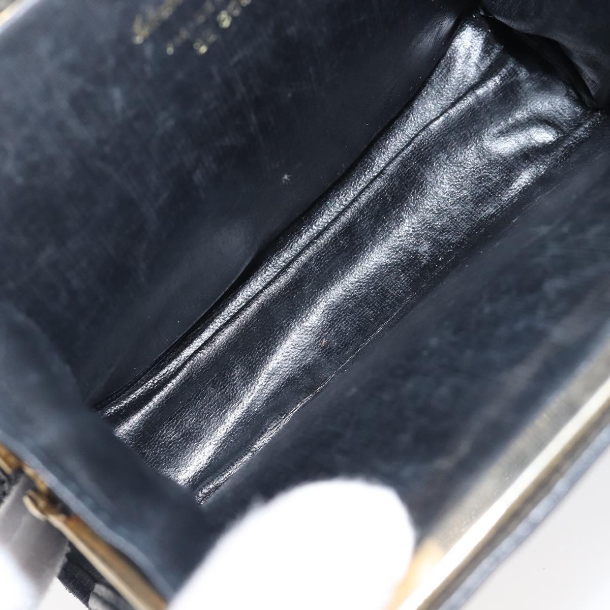 Salvatore Ferragamo Vala Chain Shoulder Bag Leather Navy Gold Auth 197700