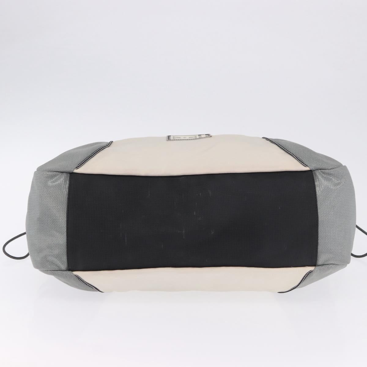 CHANEL Sports Line Boston Bag Canvas White Silver CC Auth 197702V