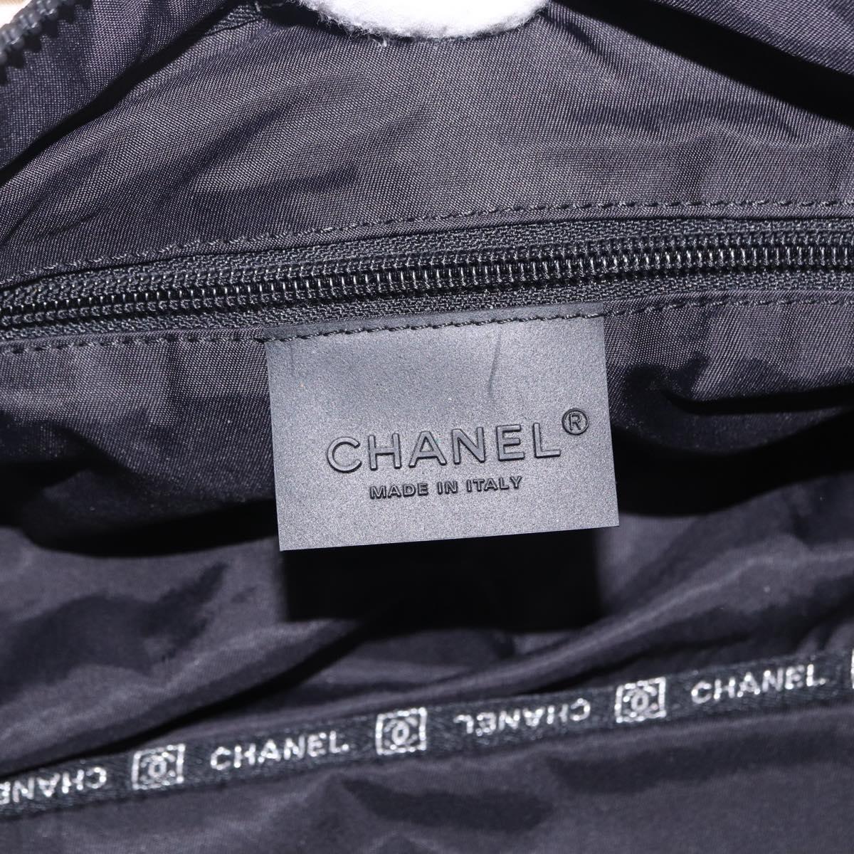 CHANEL Sports Line Boston Bag Canvas White Silver CC Auth 197702V