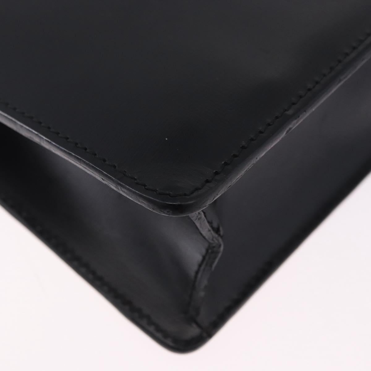 LOEWE Clutch Bag Leather Black Silver Auth 197703