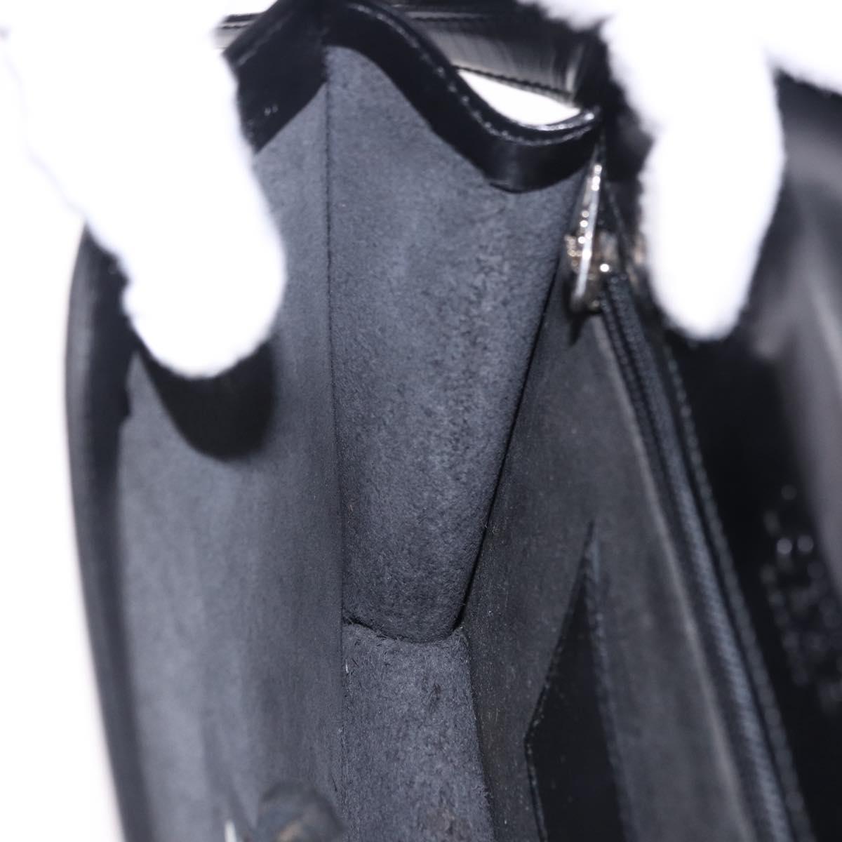 LOEWE Clutch Bag Leather Black Silver Auth 197703
