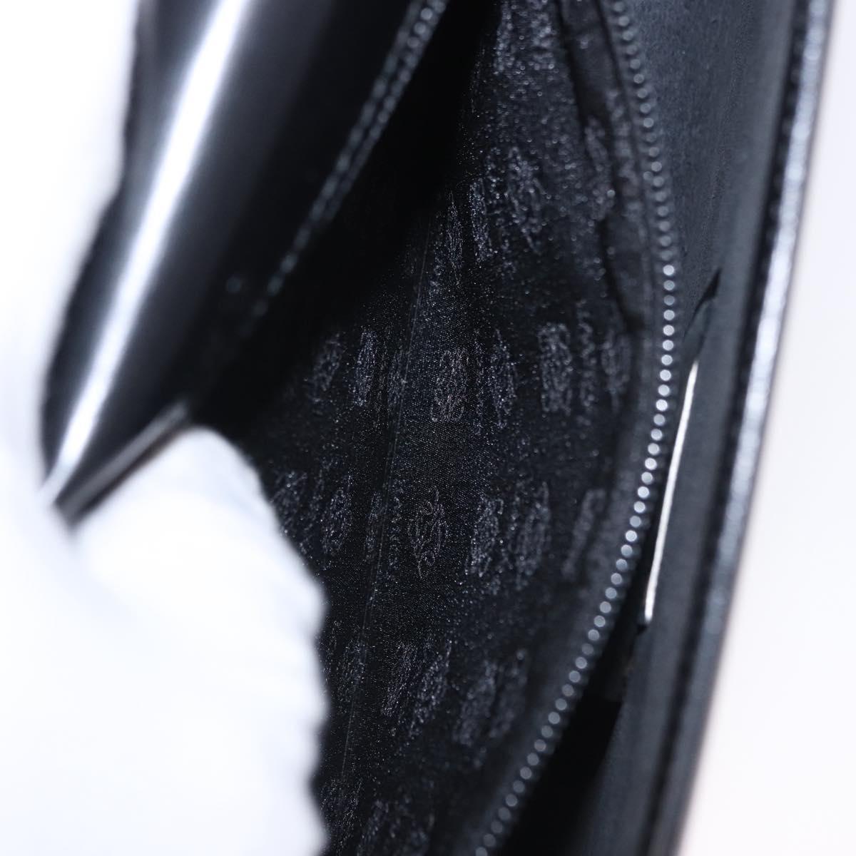 LOEWE Clutch Bag Leather Black Silver Auth 197703
