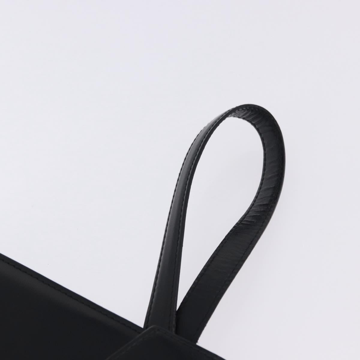 LOEWE Clutch Bag Leather Black Silver Auth 197703