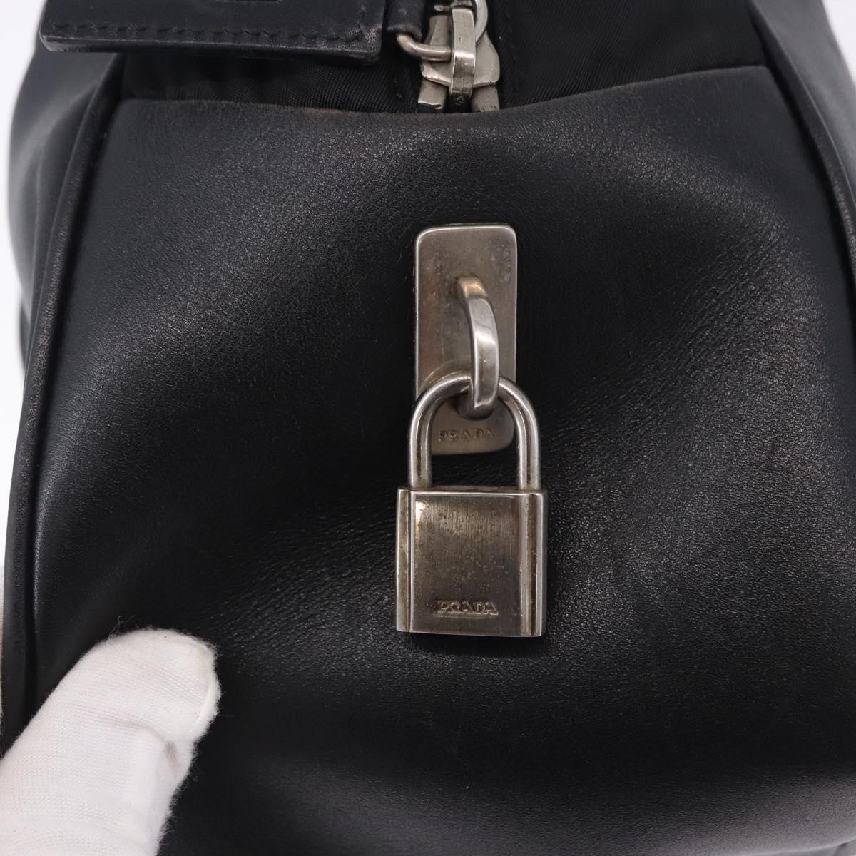 PRADA Tote Bag Nylon Black Silver Auth 197707V