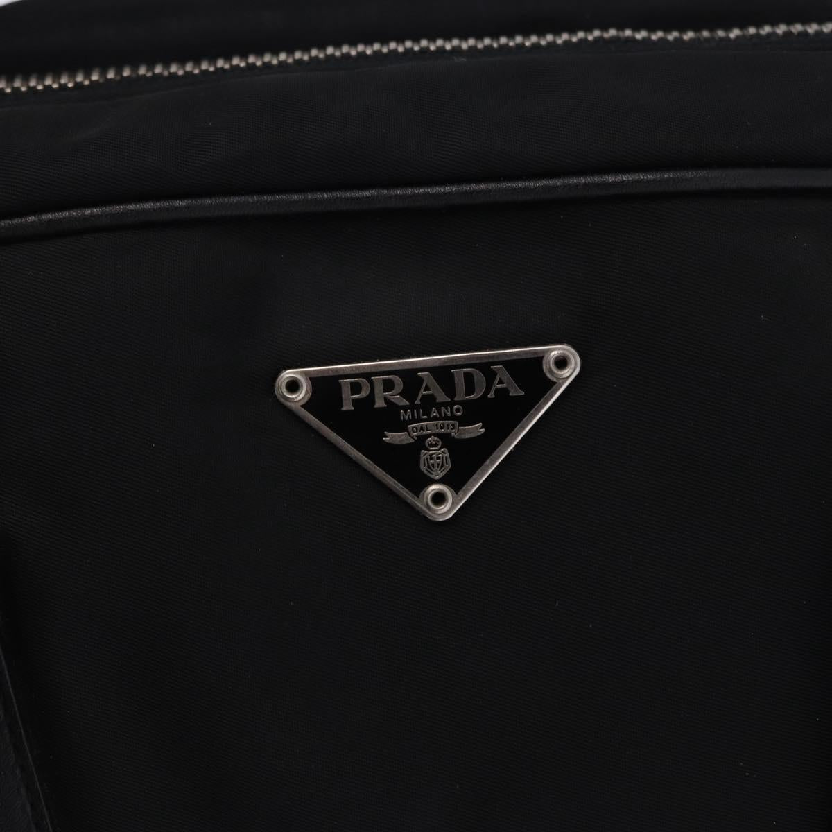 PRADA Tote Bag Nylon Black Silver Auth 197707V