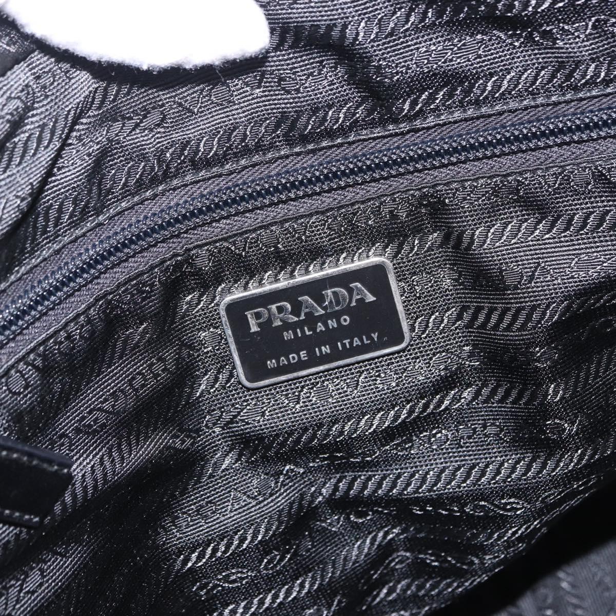 PRADA Tote Bag Nylon Black Silver Auth 197707V