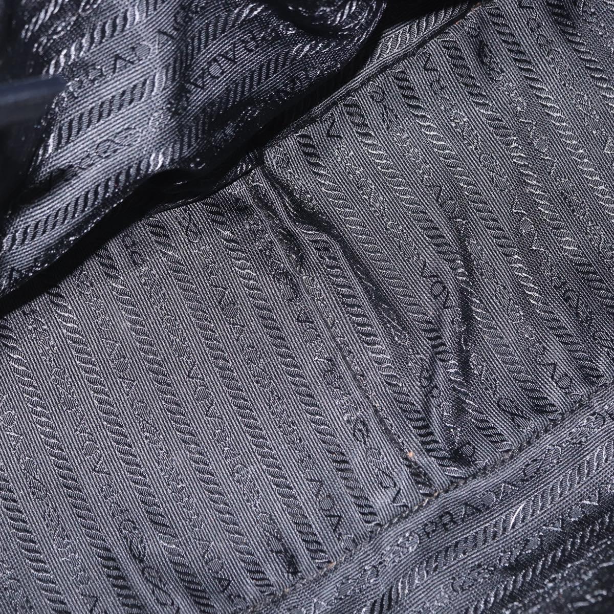 PRADA Tote Bag Nylon Black Silver Auth 197707V