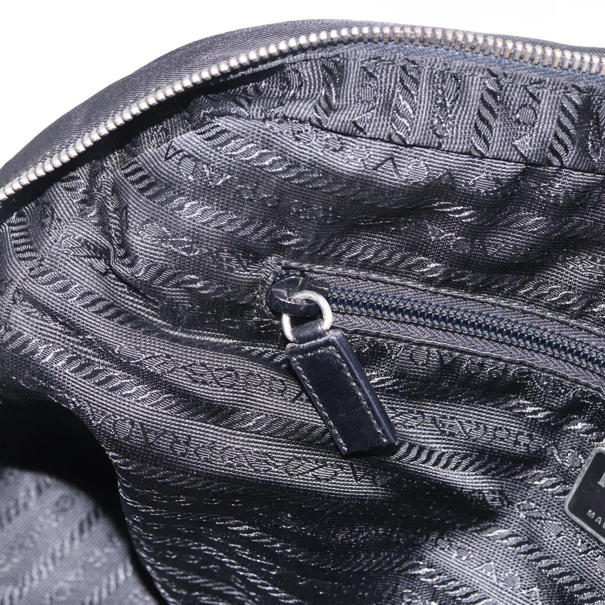 PRADA Tote Bag Nylon Black Silver Auth 197707V
