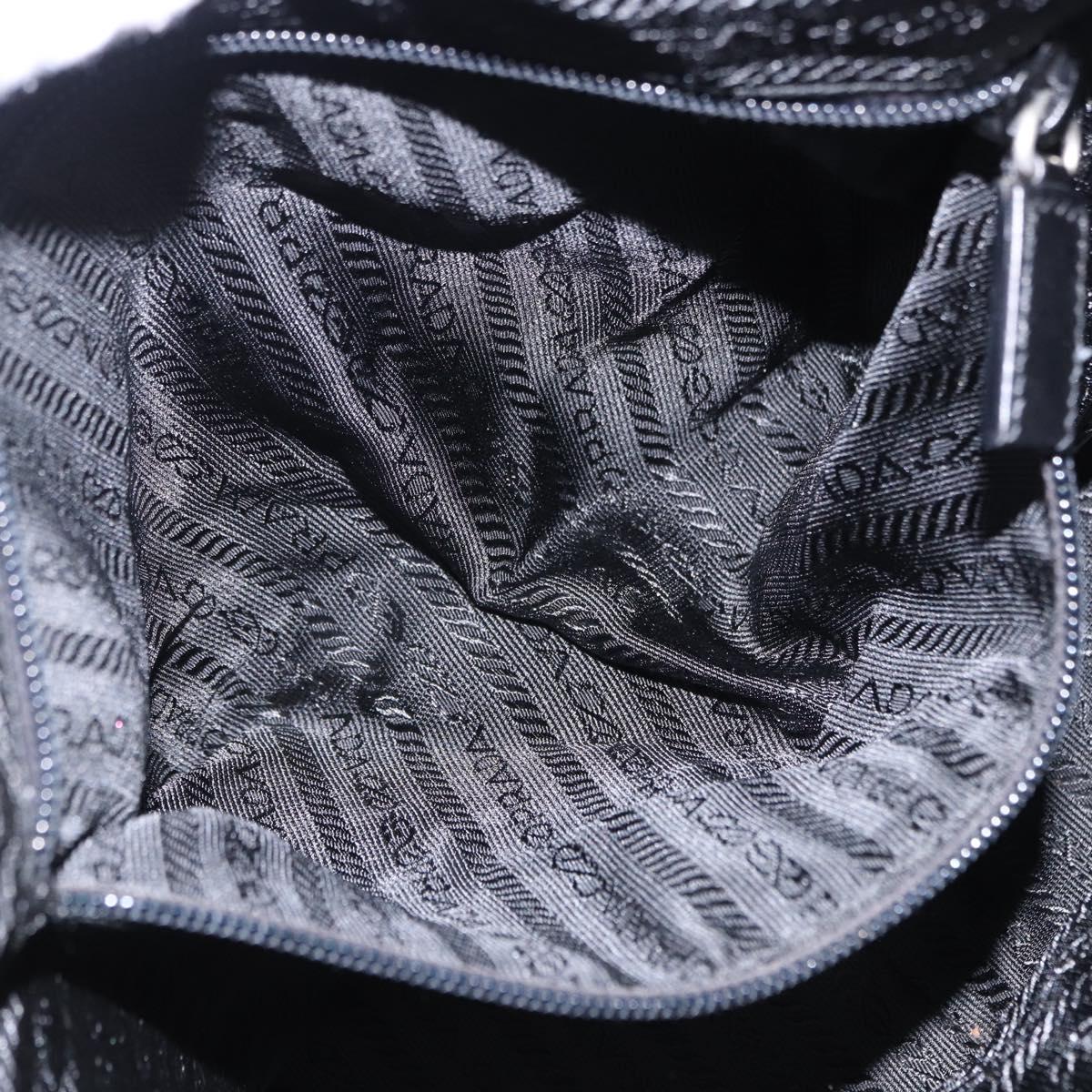 PRADA Tote Bag Nylon Black Silver Auth 197707V