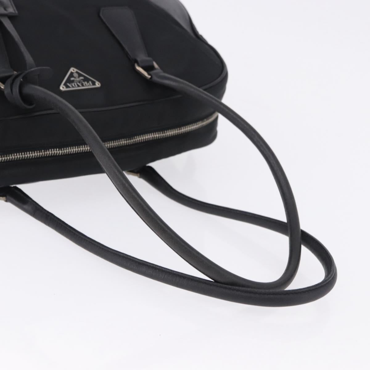 PRADA Tote Bag Nylon Black Silver Auth 197707V