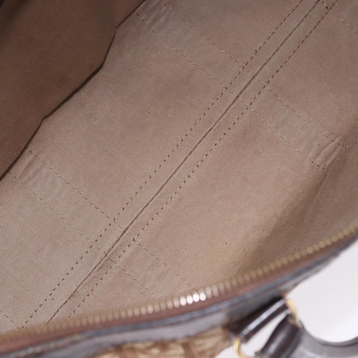 Christian Dior Trotter Canvas Boston Bag Beige Gold Auth 197709
