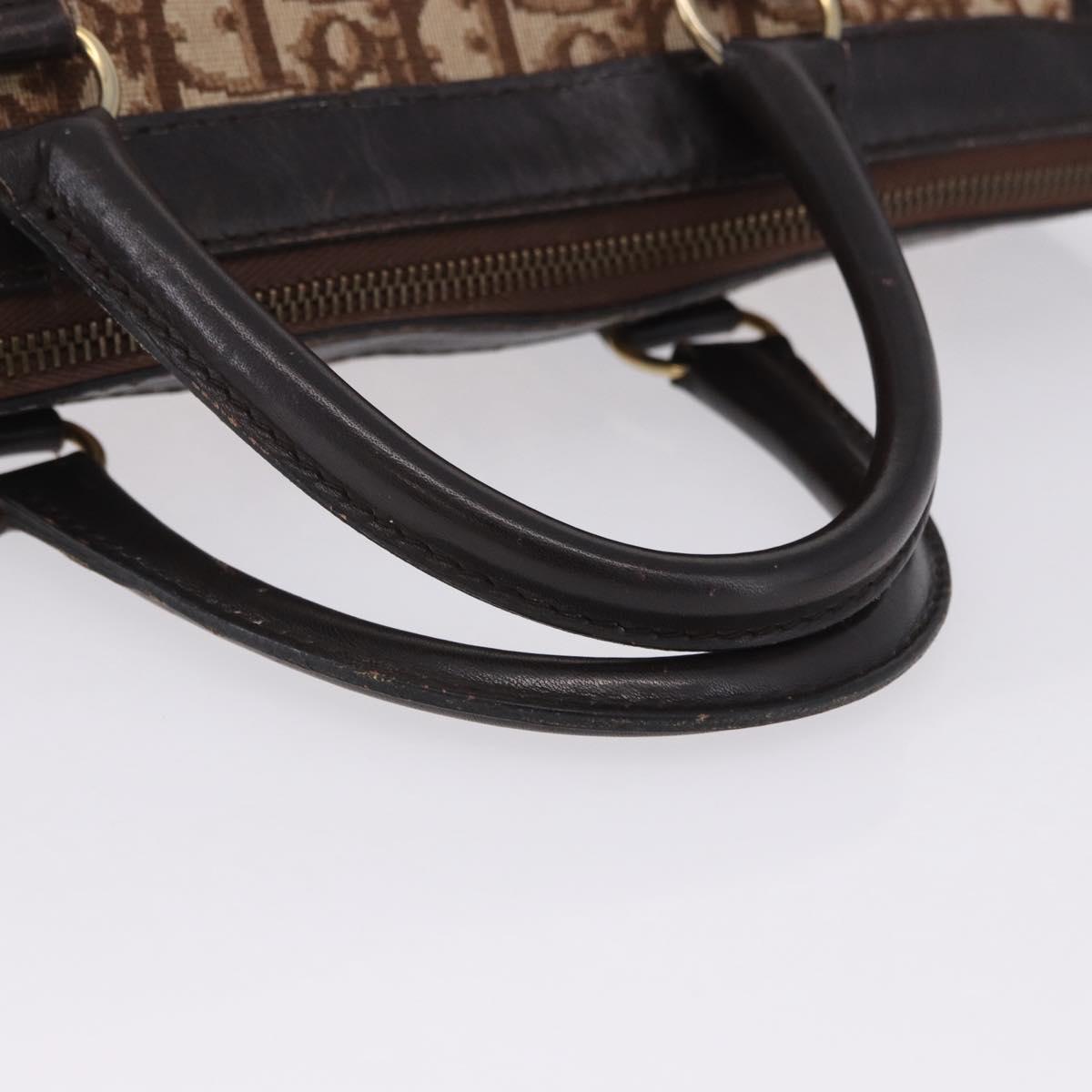Christian Dior Trotter Canvas Boston Bag Beige Gold Auth 197709