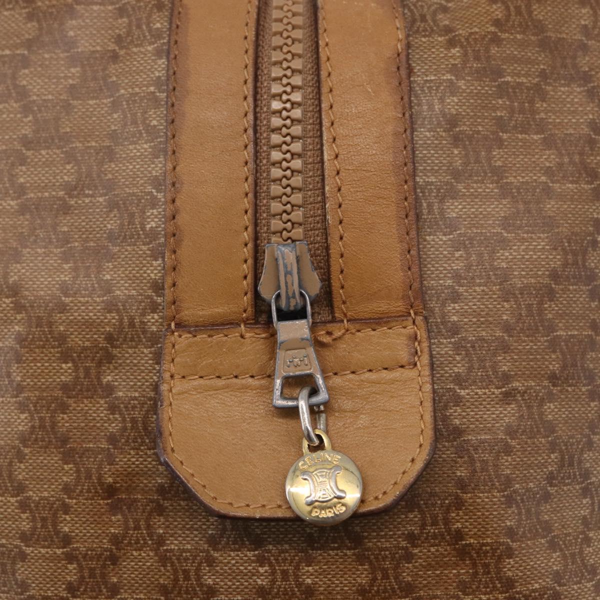 CELINE Macadam Canvas Hand Bag PVC Beige Gold Auth 197717