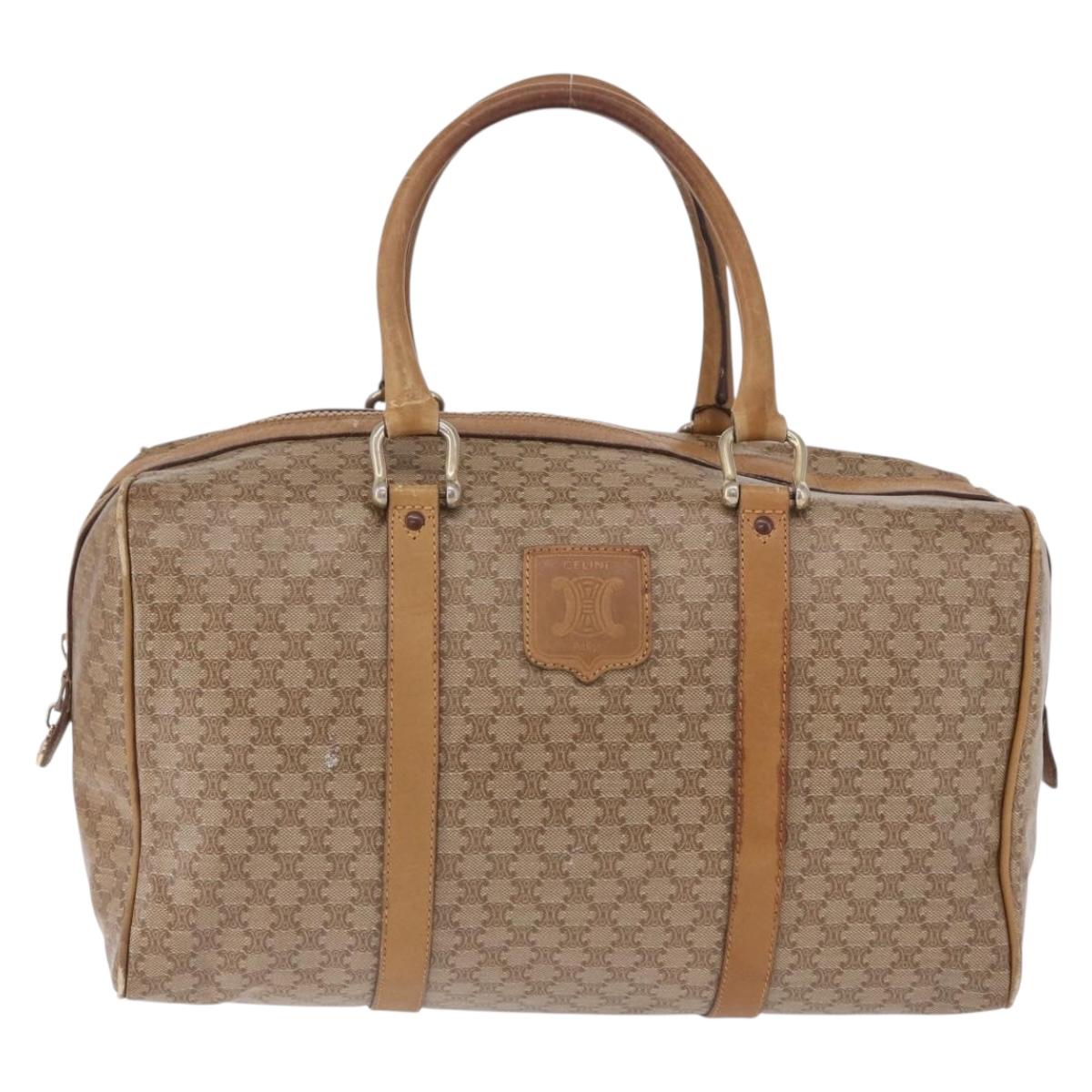 CELINE Macadam Canvas Hand Bag PVC Beige Gold Auth 197717