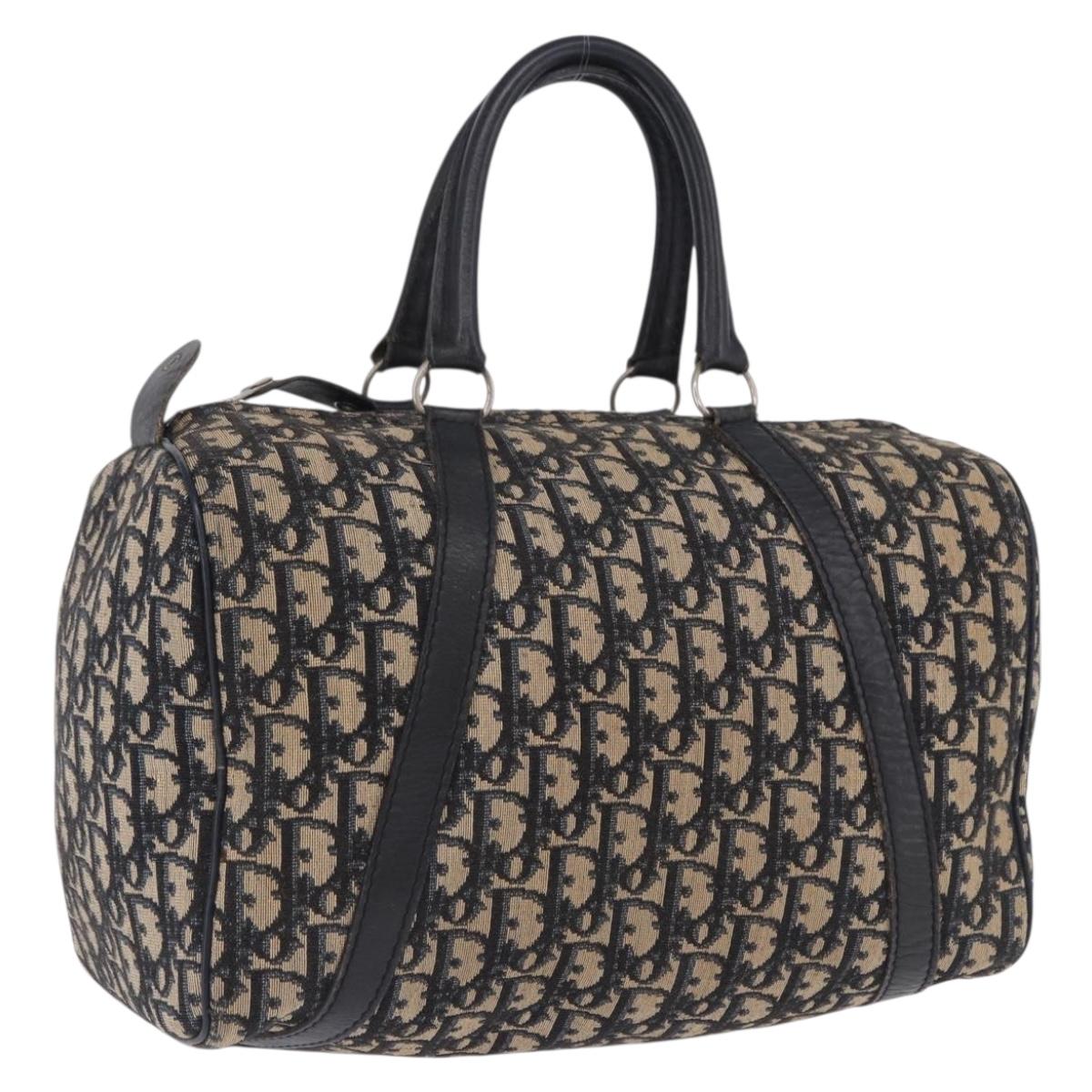 Christian Dior Trotter Canvas Hand Bag Navy Silver Auth 197719