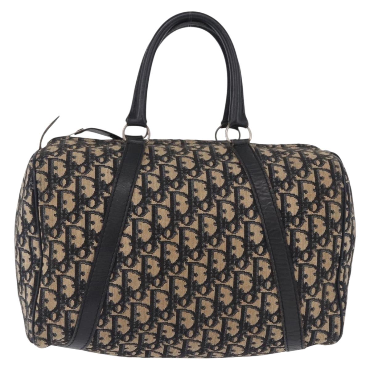 Christian Dior Trotter Canvas Hand Bag Navy Silver Auth 197719
