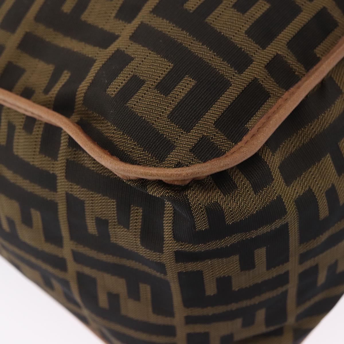 FENDI Zucca Canvas Shoulder Bag Black Brown Auth 197722A
