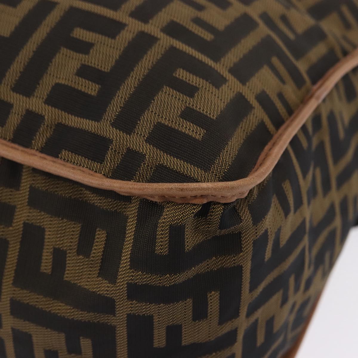 FENDI Zucca Canvas Shoulder Bag Black Brown Auth 197722A