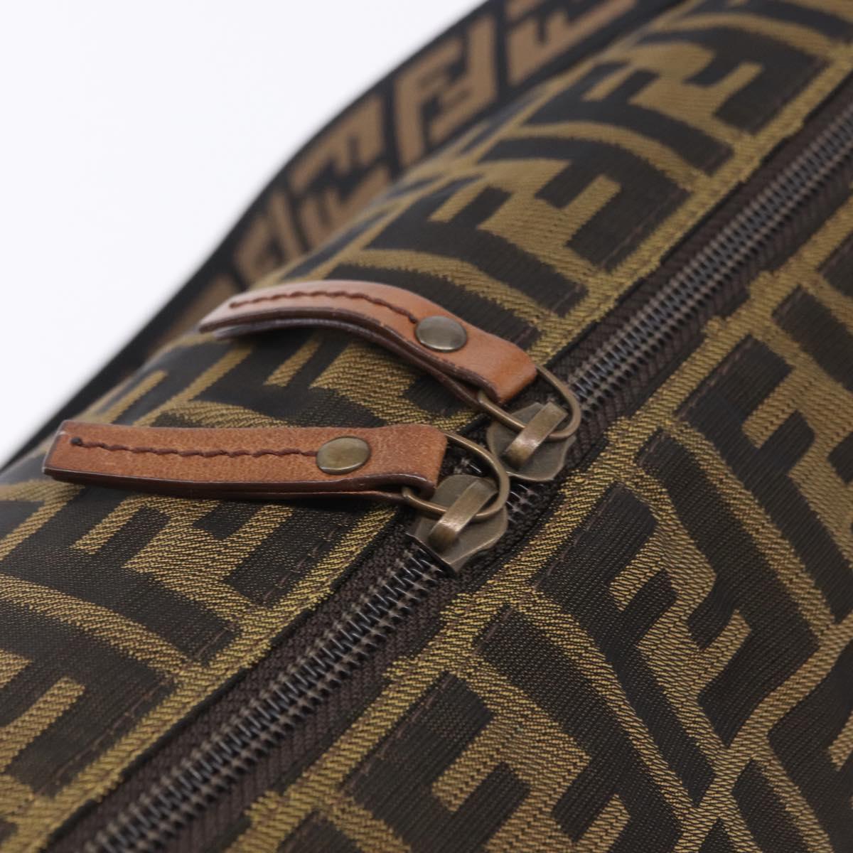 FENDI Zucca Canvas Shoulder Bag Black Brown Auth 197722A