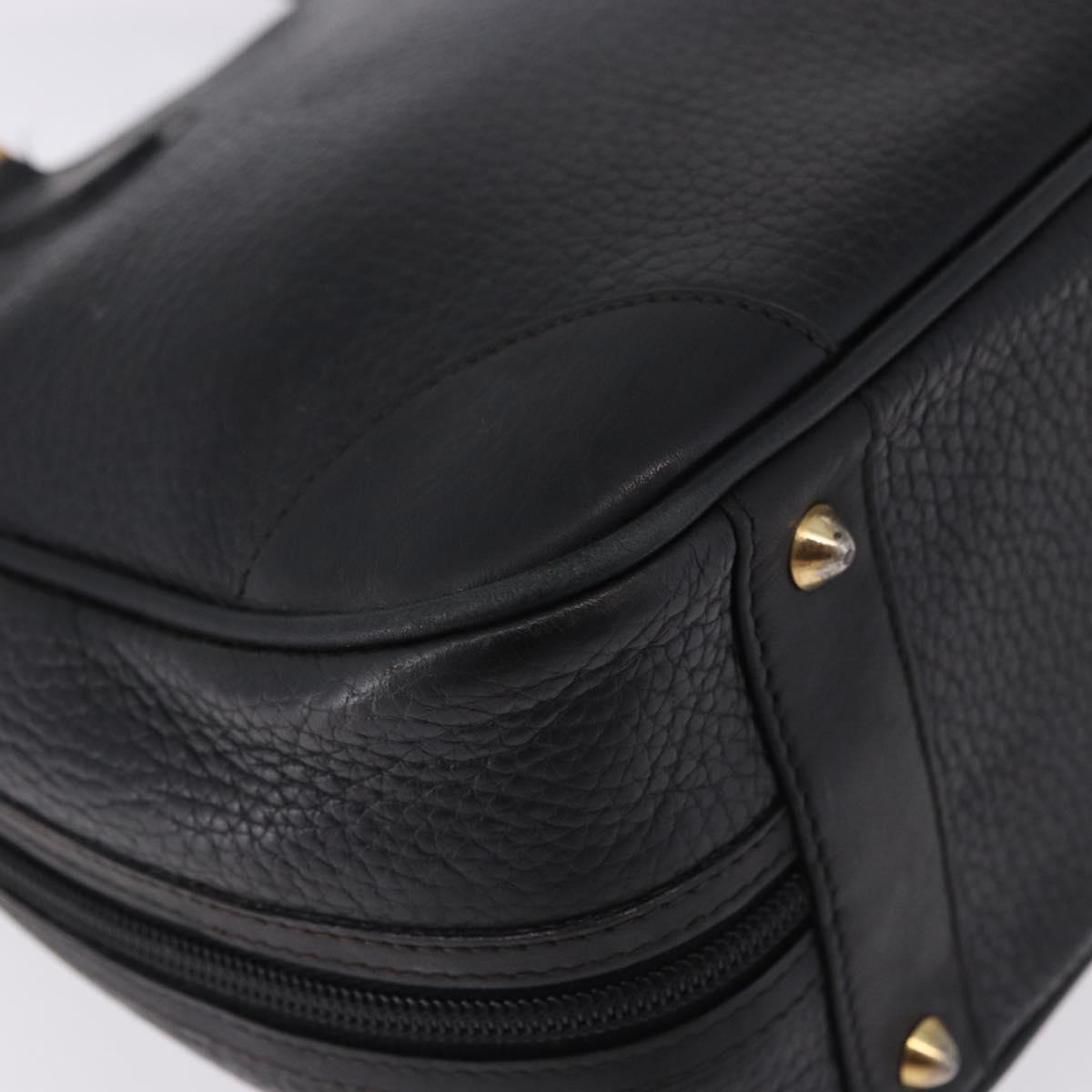 GUCCI Hand Bag Leather Black Gold 000 104 0030 Auth 197725