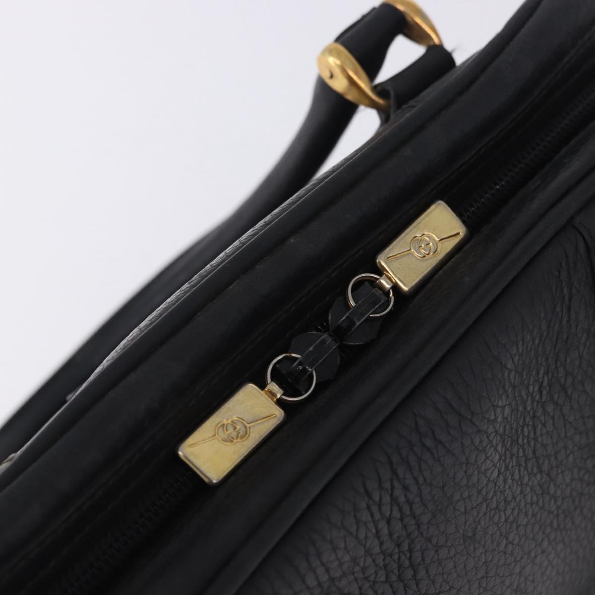 GUCCI Hand Bag Leather Black Gold 000 104 0030 Auth 197725