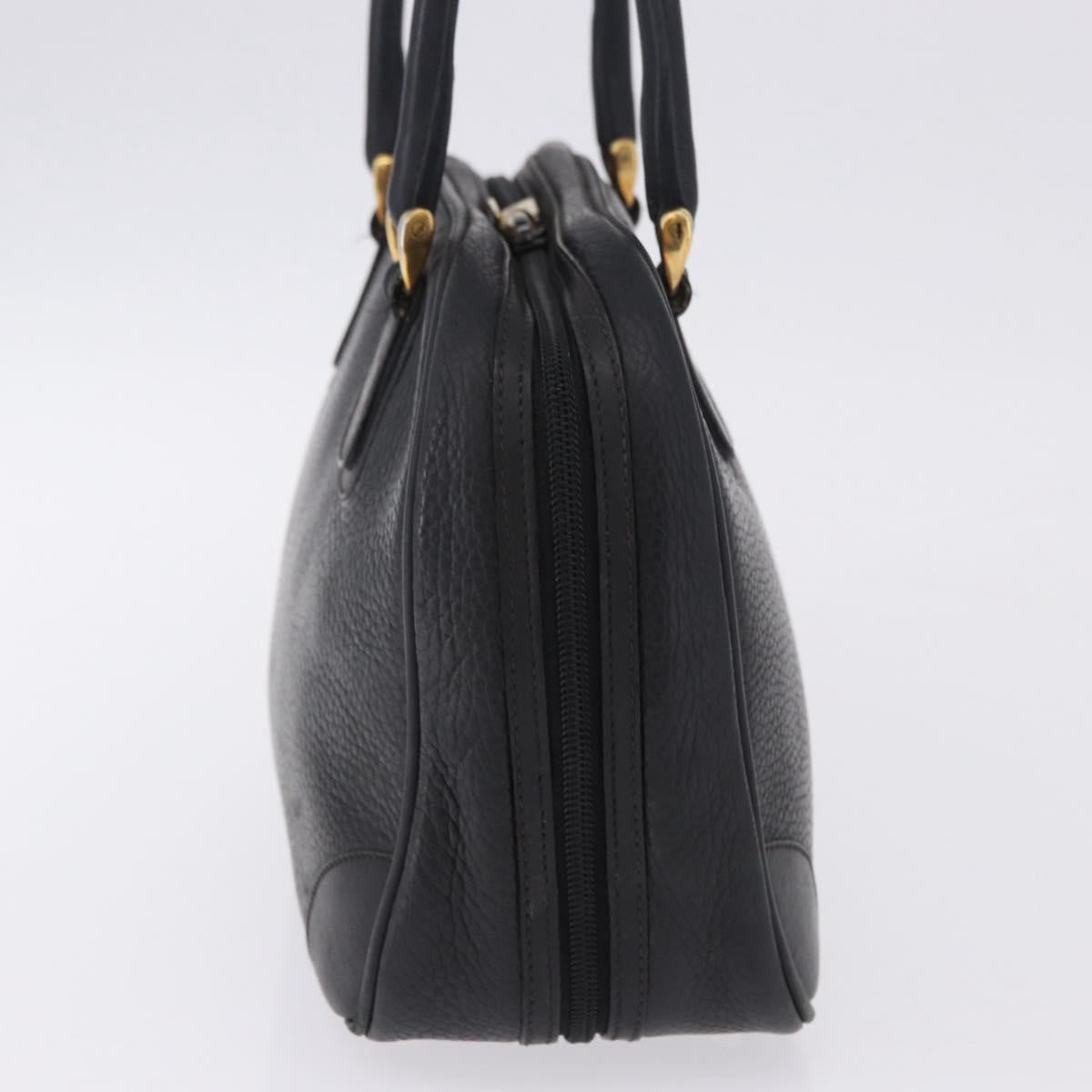 GUCCI Hand Bag Leather Black Gold 000 104 0030 Auth 197725
