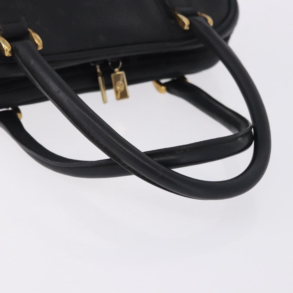 GUCCI Hand Bag Leather Black Gold 000 104 0030 Auth 197725
